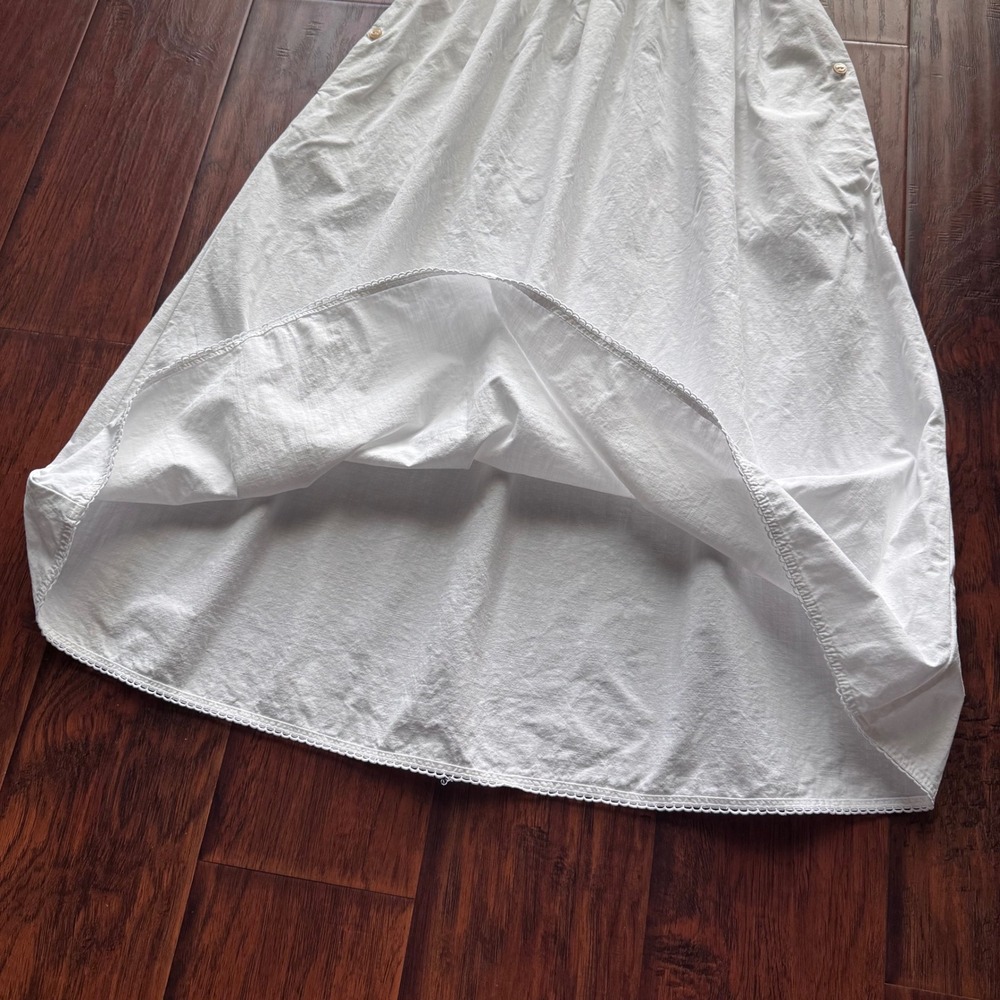 Rudy Jude Cafe Midi Skirt White Organic Cotton Pockets Sz XS Quiet Luxury - Picture 12 of 16